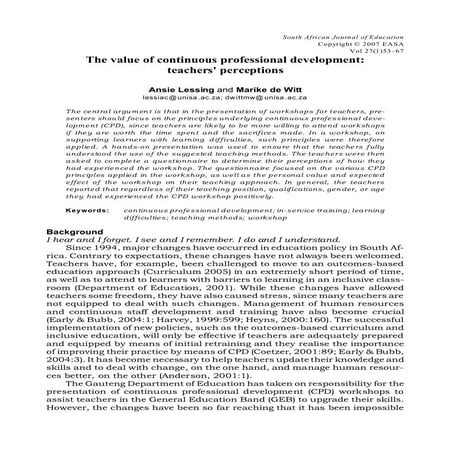 The impact of continuous professional development on teaching quality ...