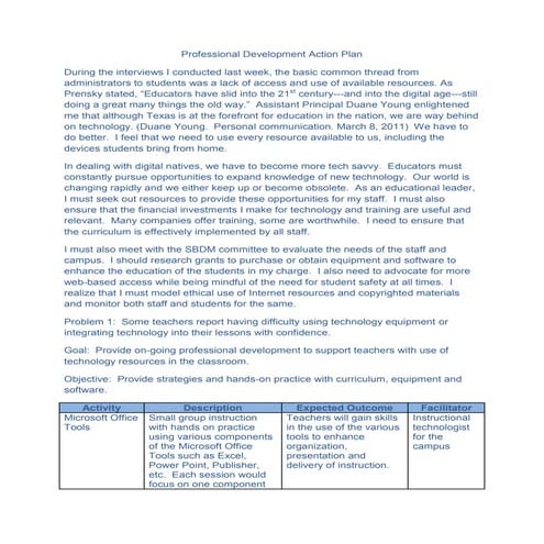Professional development action plan