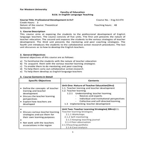 Professional development in elt