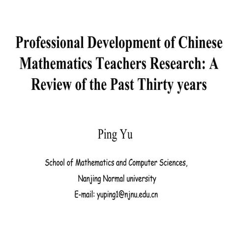 Professional Development Of Chinese Mathematics Teachers Research A Review Of...