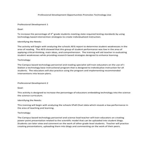 Professional Development Opportunities Promotes Technology Use