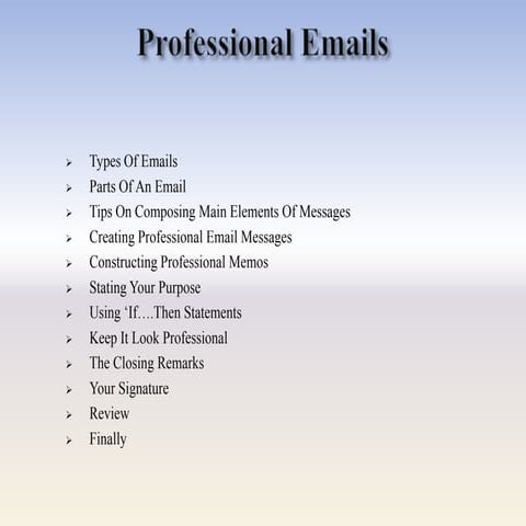Professional e mail presentation