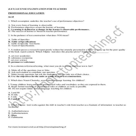 Professional education set b