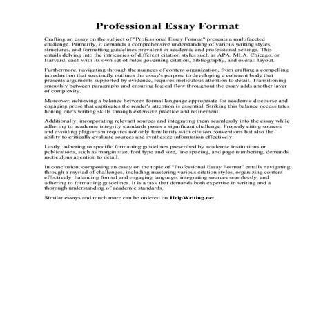 Professional Essay Format