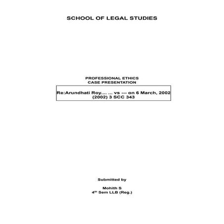 Professional ethics   contempt of courts act - re arundhati roy case