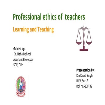 Professional ethics of  teachers km keerti singh