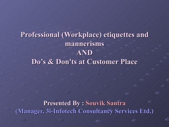 Professional Etiquette And Do Donts