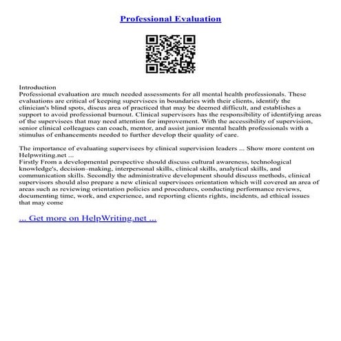 View of Professional Evaluation | PDF
