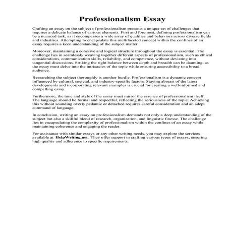Professionalism Essay | PDF