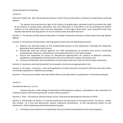 Professionalism of teaching