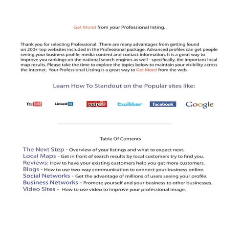 Professional listing ebook