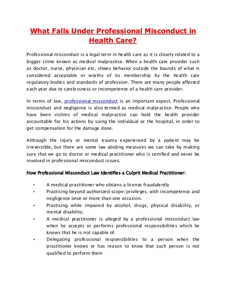 What Falls Under Professional Misconduct in Health Care?