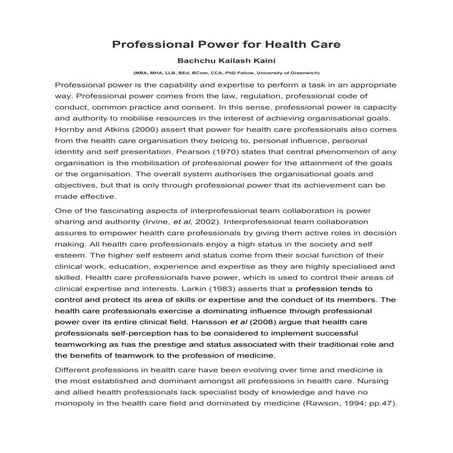 Professional power in health care | PDF
