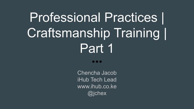 Professional practises   craftsmanship trainings - part 1