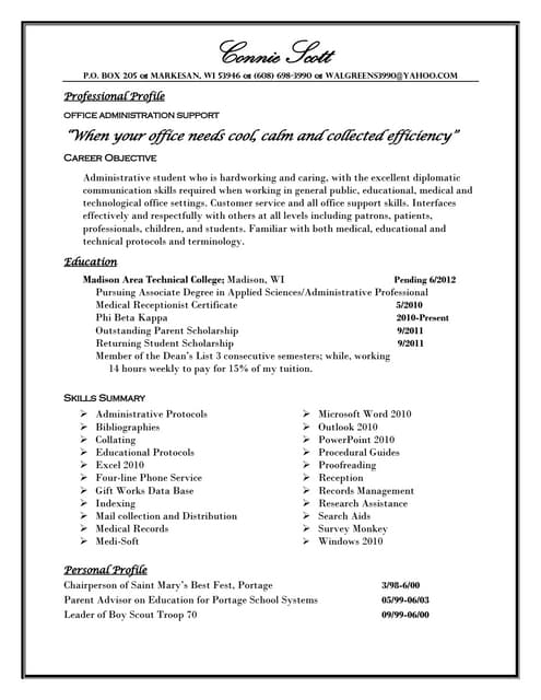 Professional profile resume PDF - Professionalprofileresume11 1 11 120326174122 Phpapp01 Thumbnail 