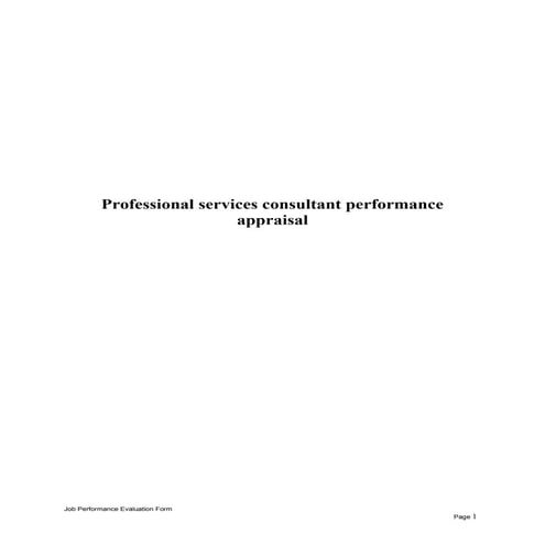 Professional services consultant performance appraisal