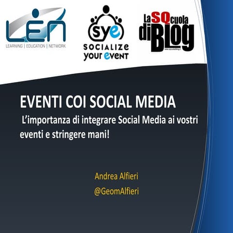 Gestire Eventi coi Social Media - le basi