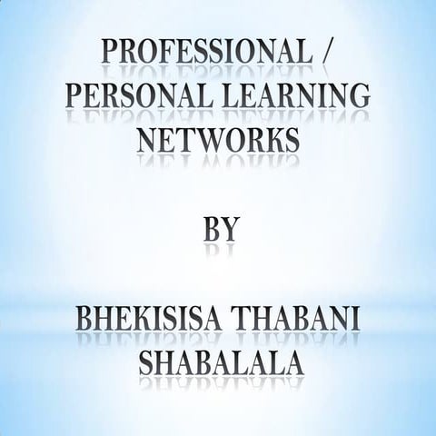 Professional or Personal Learning Networks