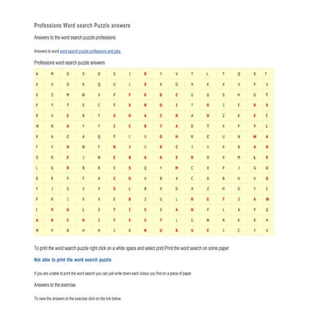 Professions word-puzzle-answers