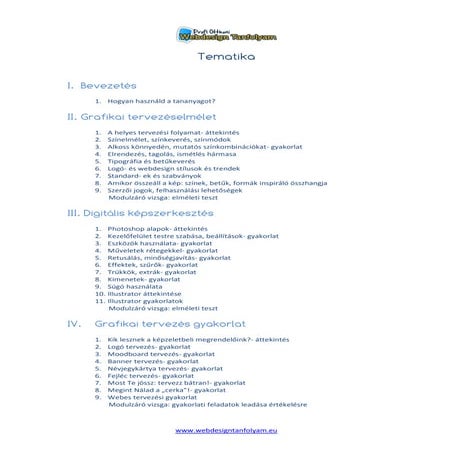 webdesign tanfolyam tematika