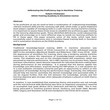 Addressing the Proficiency Gap in Maritime Training