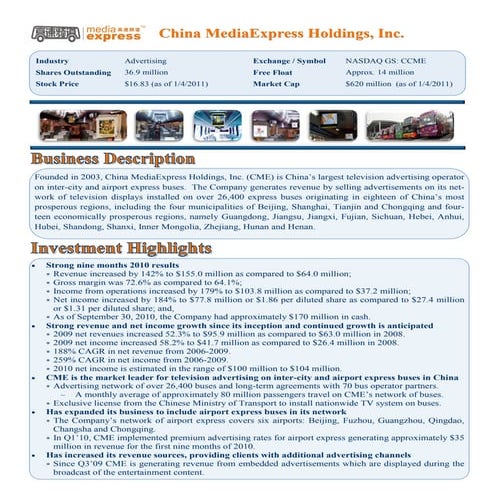China media Express Holdings, Inc.