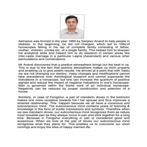 Astrologer, Vastu & Fengshui consultant