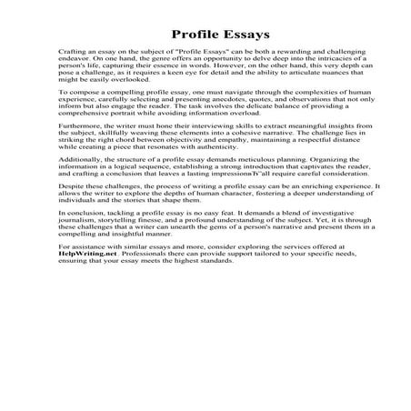 Profile Essays