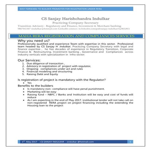 WAY FORWAD FOR MAHA RERA REGISTRATION 