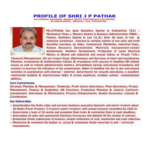 Profile Of J P Pathak | DOC