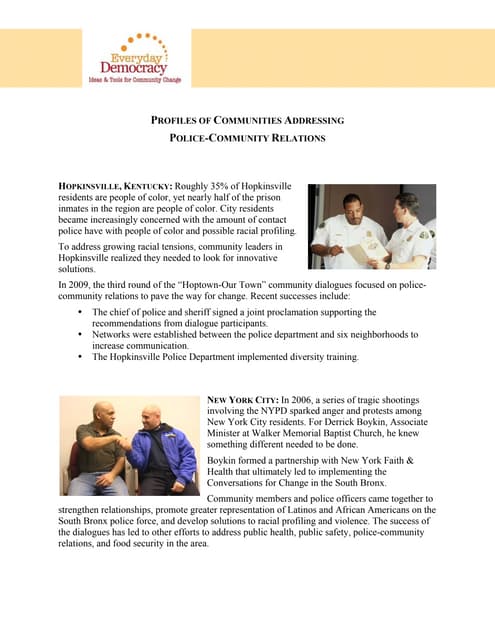 Profiles of communities addressing ...