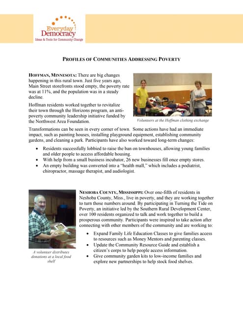 Profiles of communities addressing ...