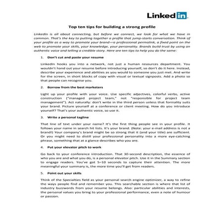 LinkedIn Profile Tips