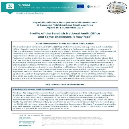 Profile of the Swedish National Audit Office, SIGMA conference 16 December 2014