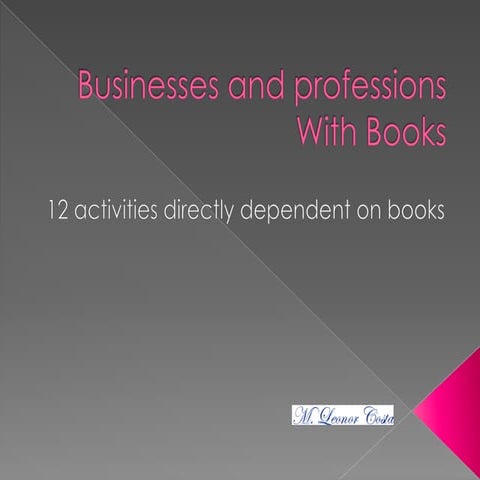 Professions and Activities with Books: 12 activities directly dependent on th...