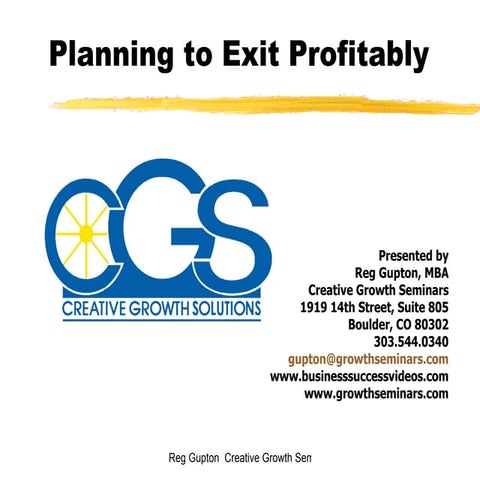 Profit   exit planning - retreat