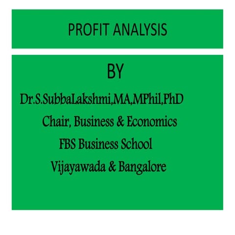 Profit analysis and profit theories