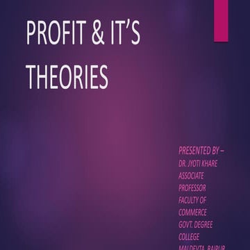 Profit and it's theories