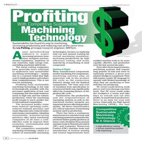 Profiting with competitive sustainable machining technology