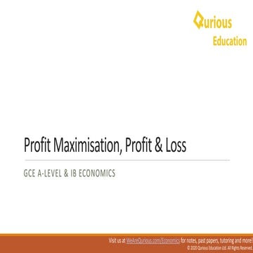 Profit Maximisation Notes - A-level & IB Economics