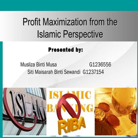 Profit Maximization from Islamic Perspective