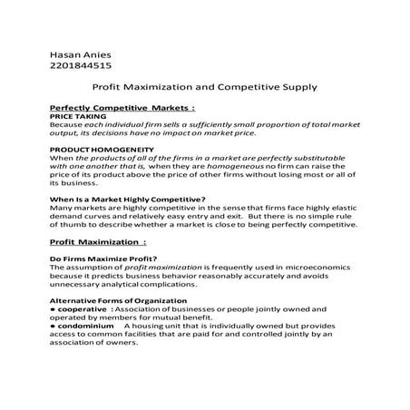 Profit maximization and competitive supply / abshor.marantika / hasan ...