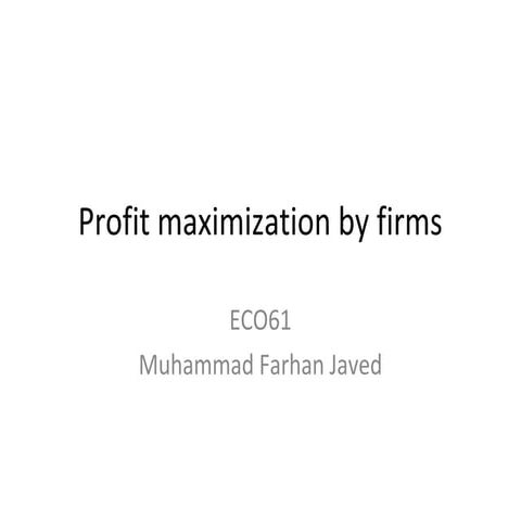 Profit maximization by firms