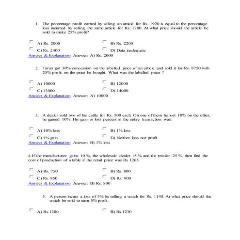 Profit n loss assignments