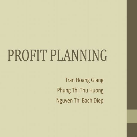 Profit planning
