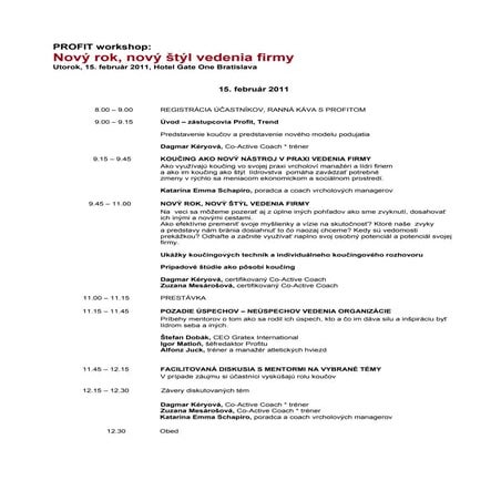 Profit workshop program