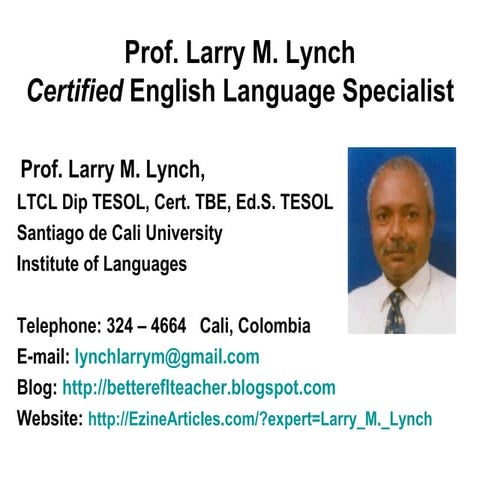 Prof Larry M. Lynch ed s presentation