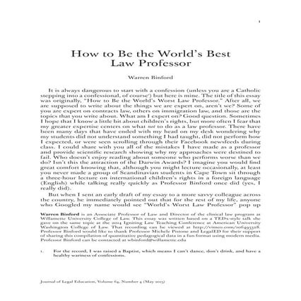 How to Be the World's Best Law Professor