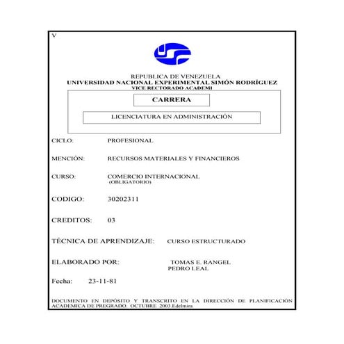 Programa: Comercio Internacional | DOC