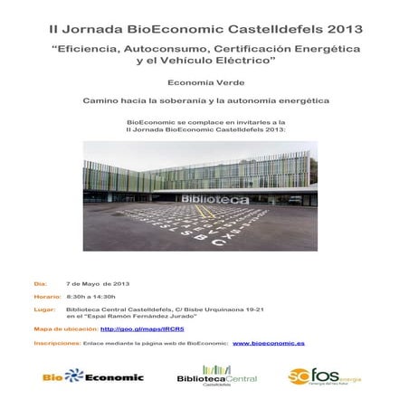 Programa II Jornada BioEconomic Castelldefels 2013